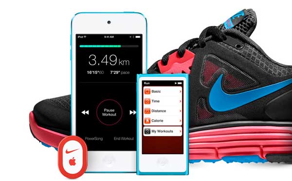 Nike+ dispositivo de radio en el zapato que enlaza con el iPod y iPhone